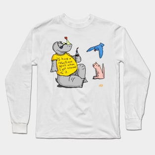 Rebellious Rhino, cartoon rhino with a rebel spirit, and friends Long Sleeve T-Shirt